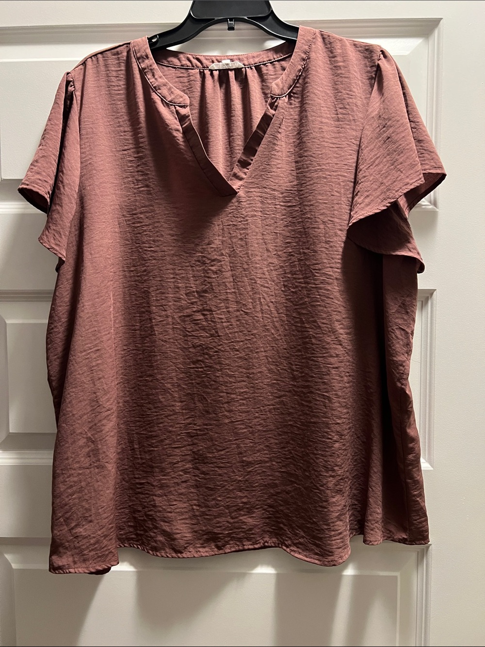 Maurices Mauve V-Neck Flutter Sleeve Blouse